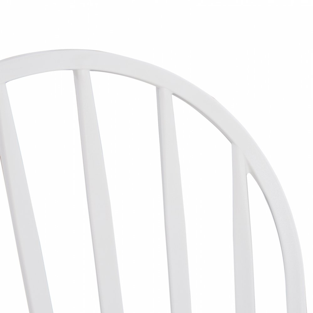 Modern Dining Chair with metal legs in natural wood finish, in white