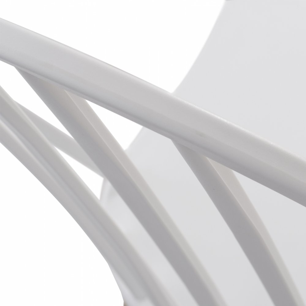 Modern Dining Chair with metal legs in natural wood finish, in white