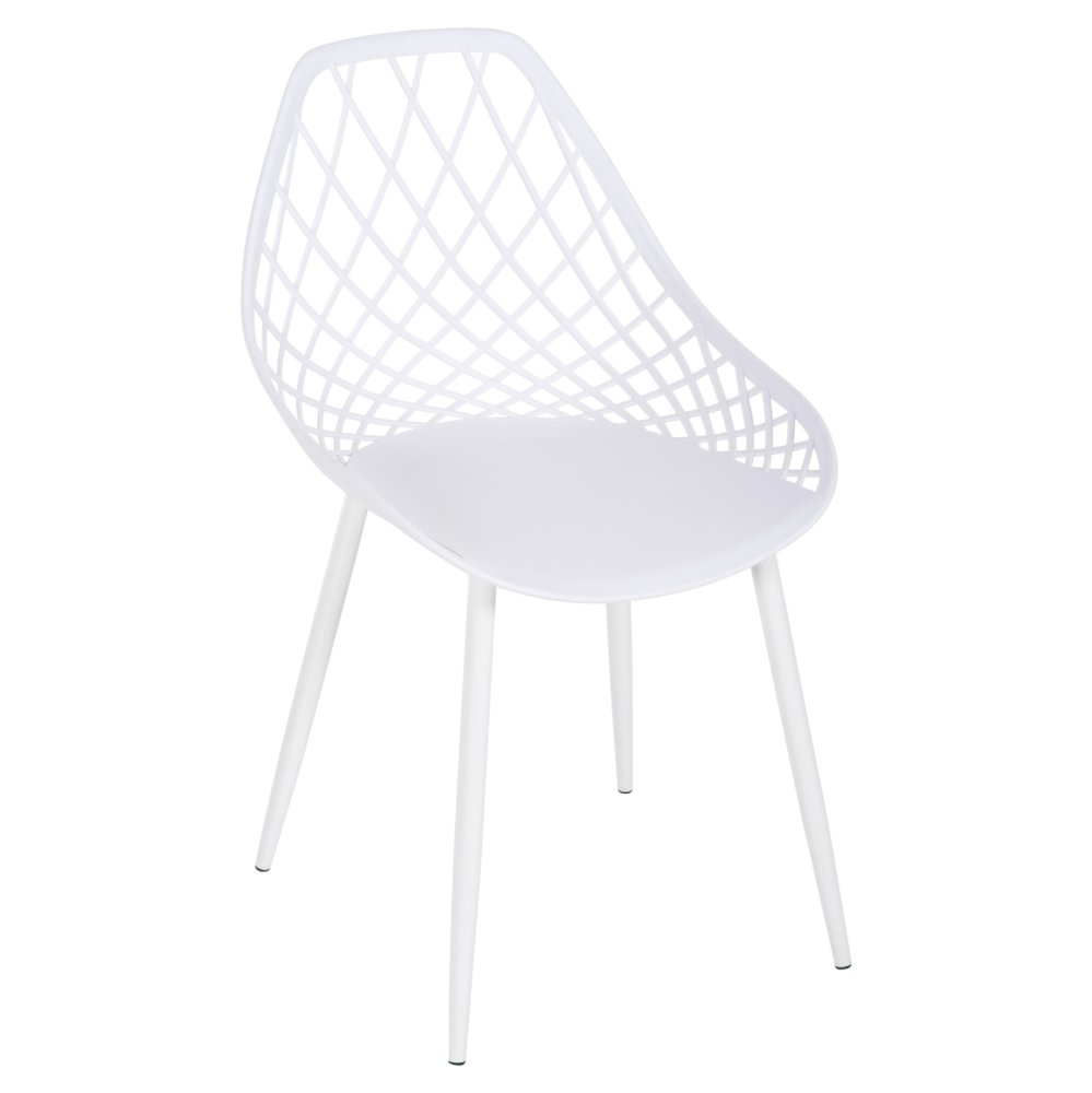 STUHL POLYPROPYLEN IN WEISSER FARBE MIT WEISSEN METALLBEINEN 52x53x82Hcm