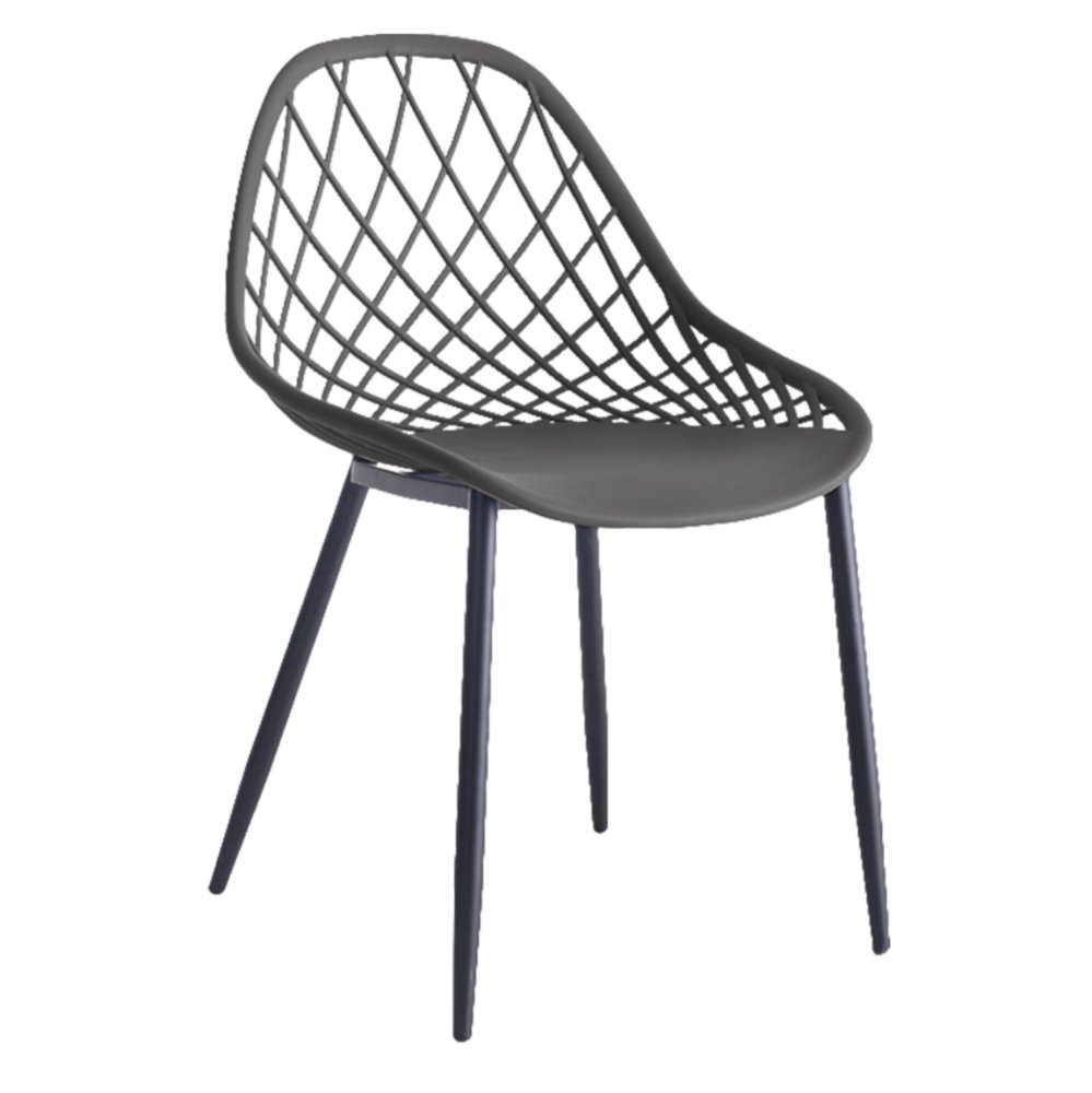 STUHL POLYPROPYLEN IN GRAUER FARBE MIT SCHWARZEN METALLBEINEN 52x53x82 cm