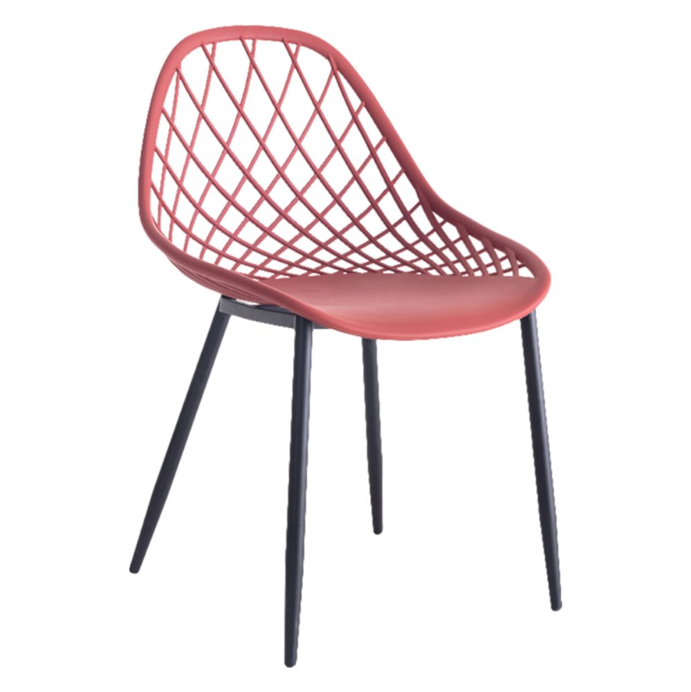 STUHL POLYPROPYLEN IN ROT MIT SCHWARZEN METALLBEINEN 52x53x82 cm