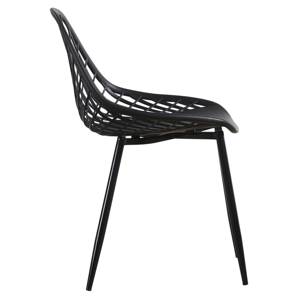 STUHL POLYPROPYLEN IN SCHWARZ MIT SCHWARZEN METALLBEINEN 52x53x82 cm