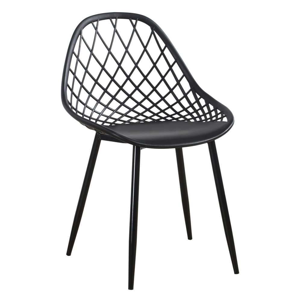 STUHL POLYPROPYLEN IN SCHWARZ MIT SCHWARZEN METALLBEINEN 52x53x82 cm
