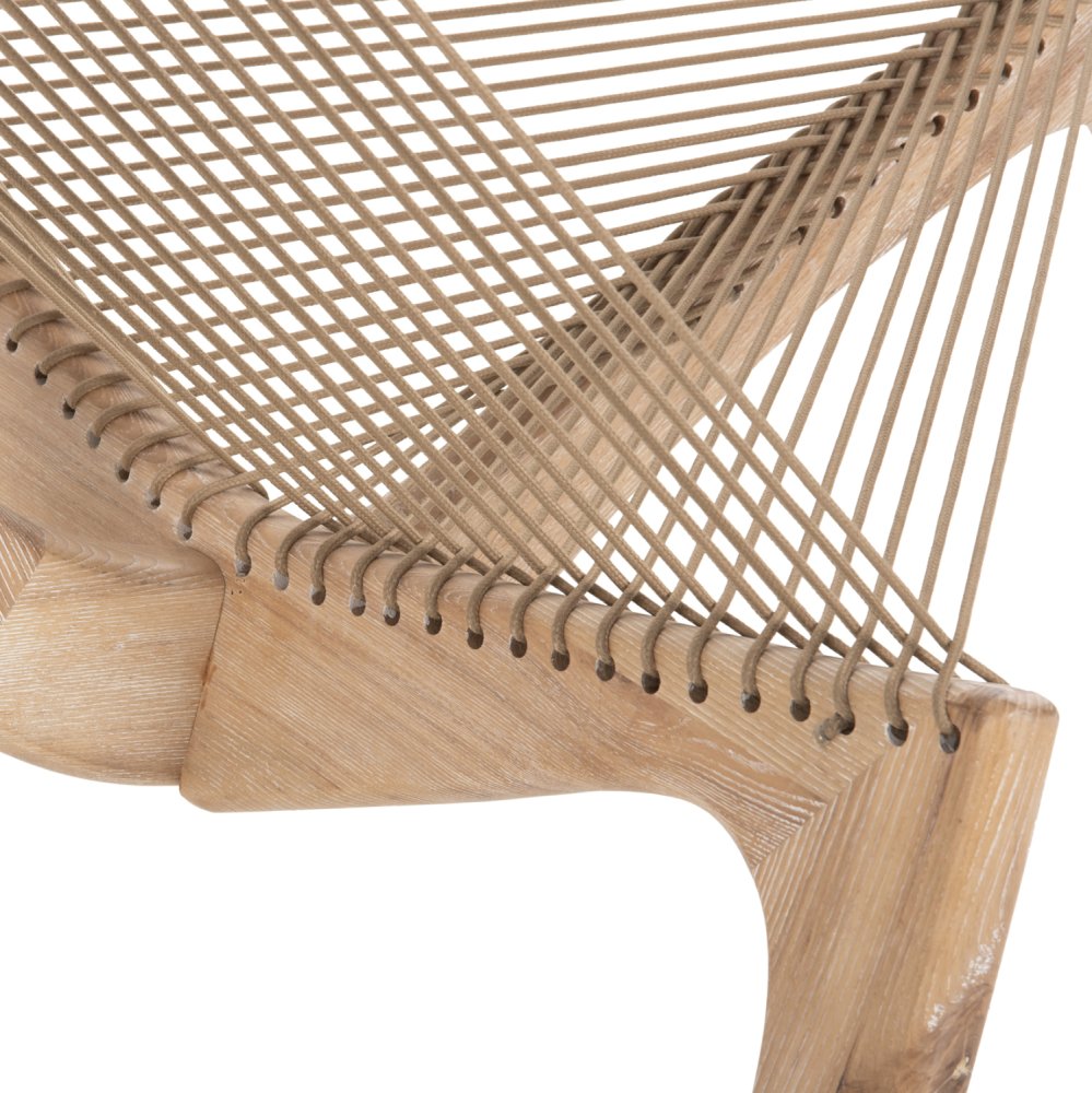 LOUNGE CHAIR HARP ASH WOOD FRAME AND SYNTHETIC ROPE IN NATURAL COLOR 85x101,5x128,5Hcm