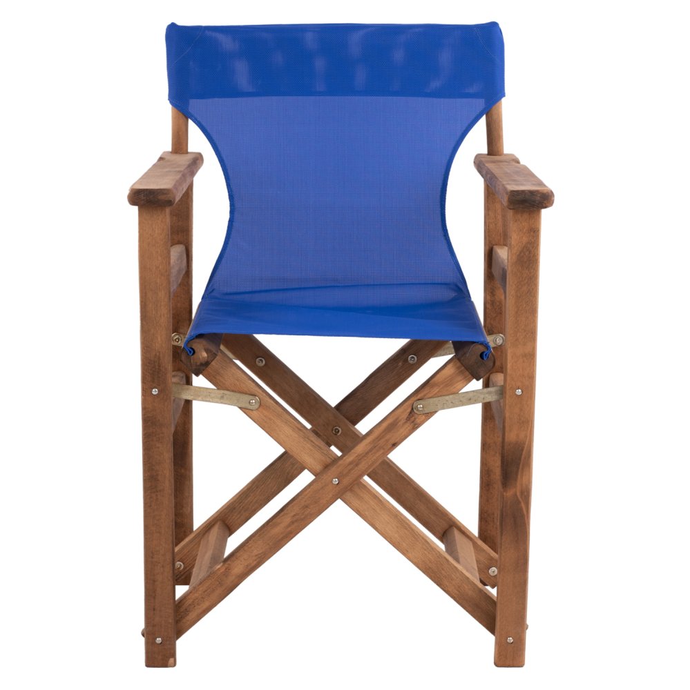 DIREKTOR SESSEL "LIMNOS" AUS NUSSBAUM MIT TEXTILENE IN BLAU