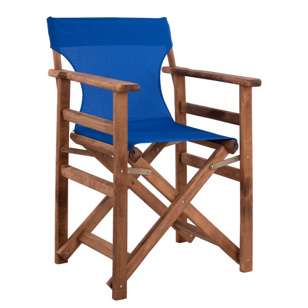 DIREKTOR SESSEL "LIMNOS" AUS NUSSBAUM MIT TEXTILENE IN BLAU