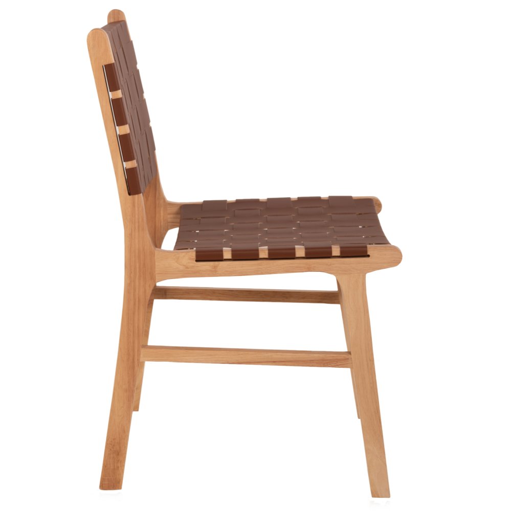 STUHL AUS TOON HOLZ MIT PU-LEDER IN BRAUN 49x59x86 cm