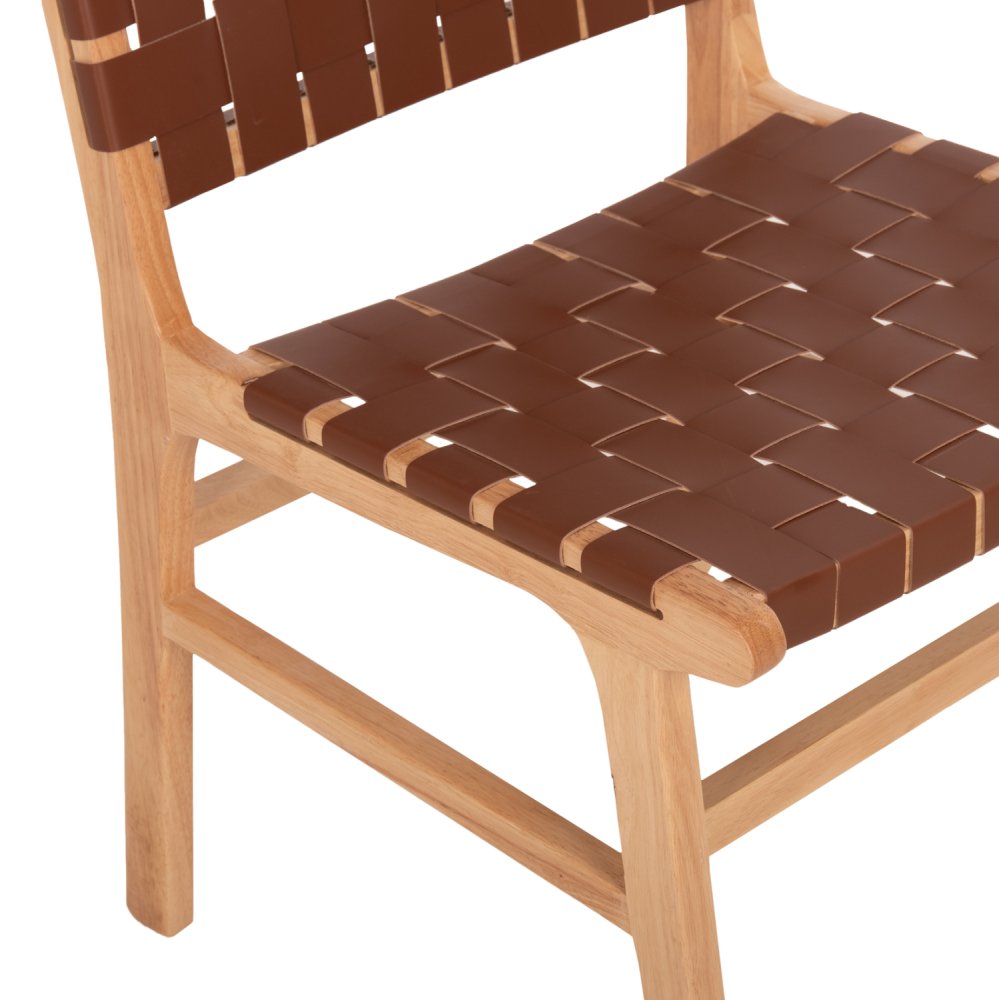 STUHL AUS TOON HOLZ MIT PU-LEDER IN BRAUN 49x59x86 cm