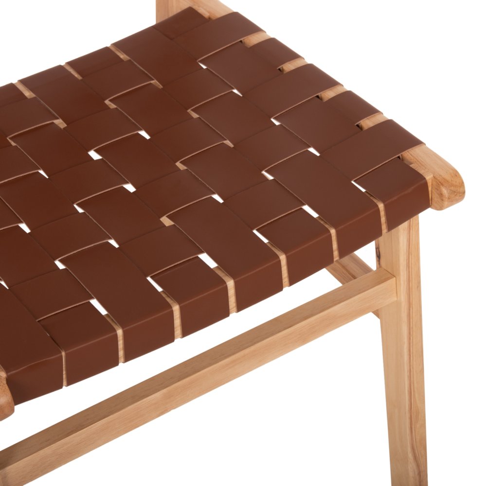 STUHL AUS TOON HOLZ MIT PU-LEDER IN BRAUN 49x59x86 cm