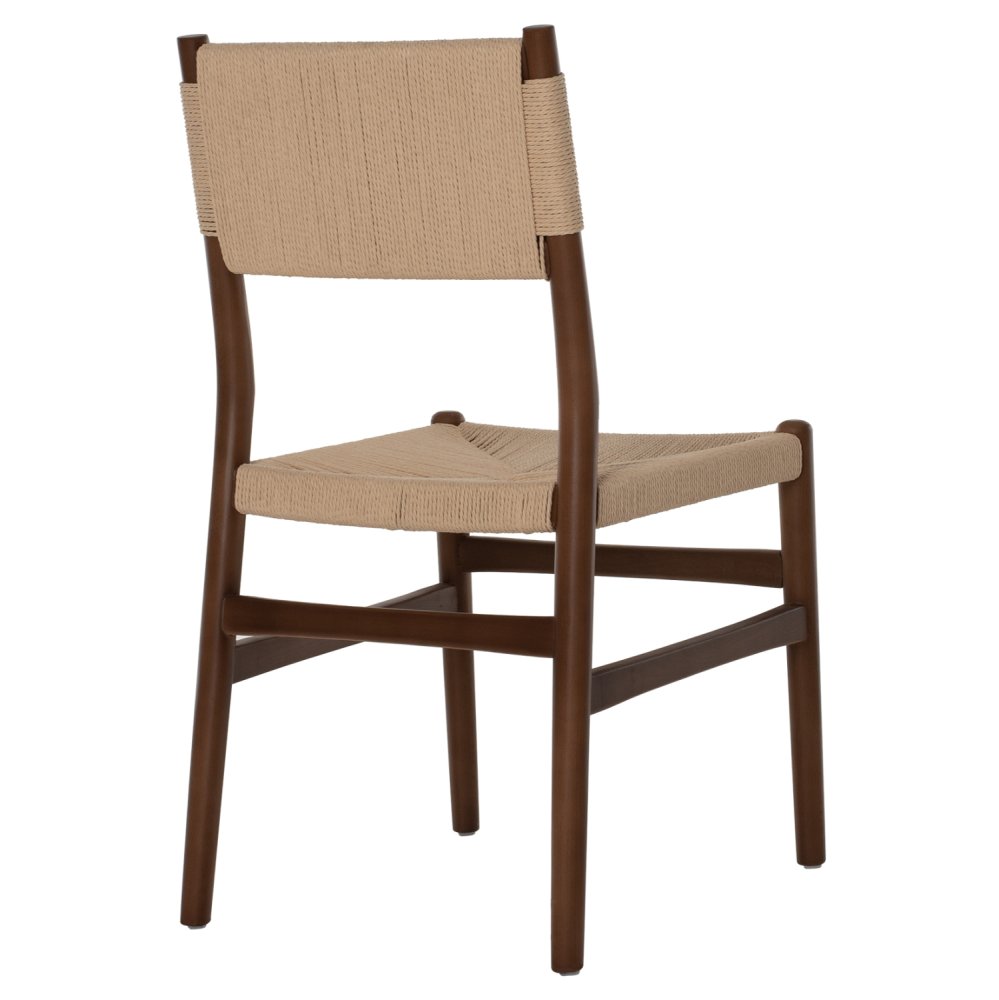DINING CHAIR BEECH WOOD WALNUT- NATURAL ROPE ECRU 48X52X85Hcm