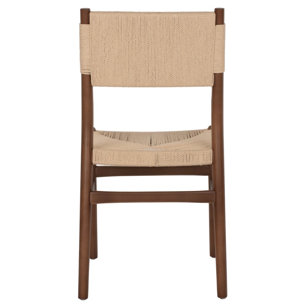 DINING CHAIR BEECH WOOD WALNUT- NATURAL ROPE ECRU 48X52X85Hcm