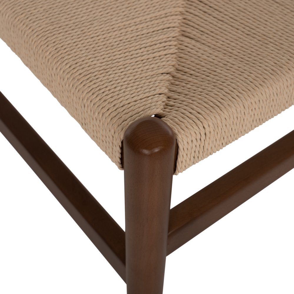 DINING CHAIR BEECH WOOD WALNUT- NATURAL ROPE ECRU 48X52X85Hcm