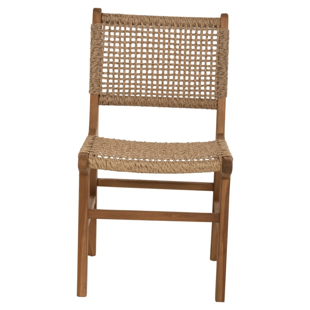 DINING CHAIR NESHA TEAK WOOD AND NATURAL RATTAN ROPE 46x57x86Hcm