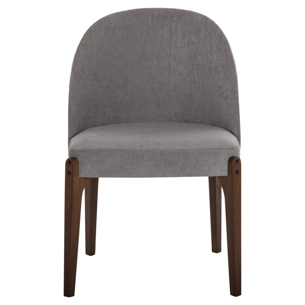 DINING CHAIR RUBBERWOOD IN WALNUT-GREY FABRIC 57x55x86Hcm