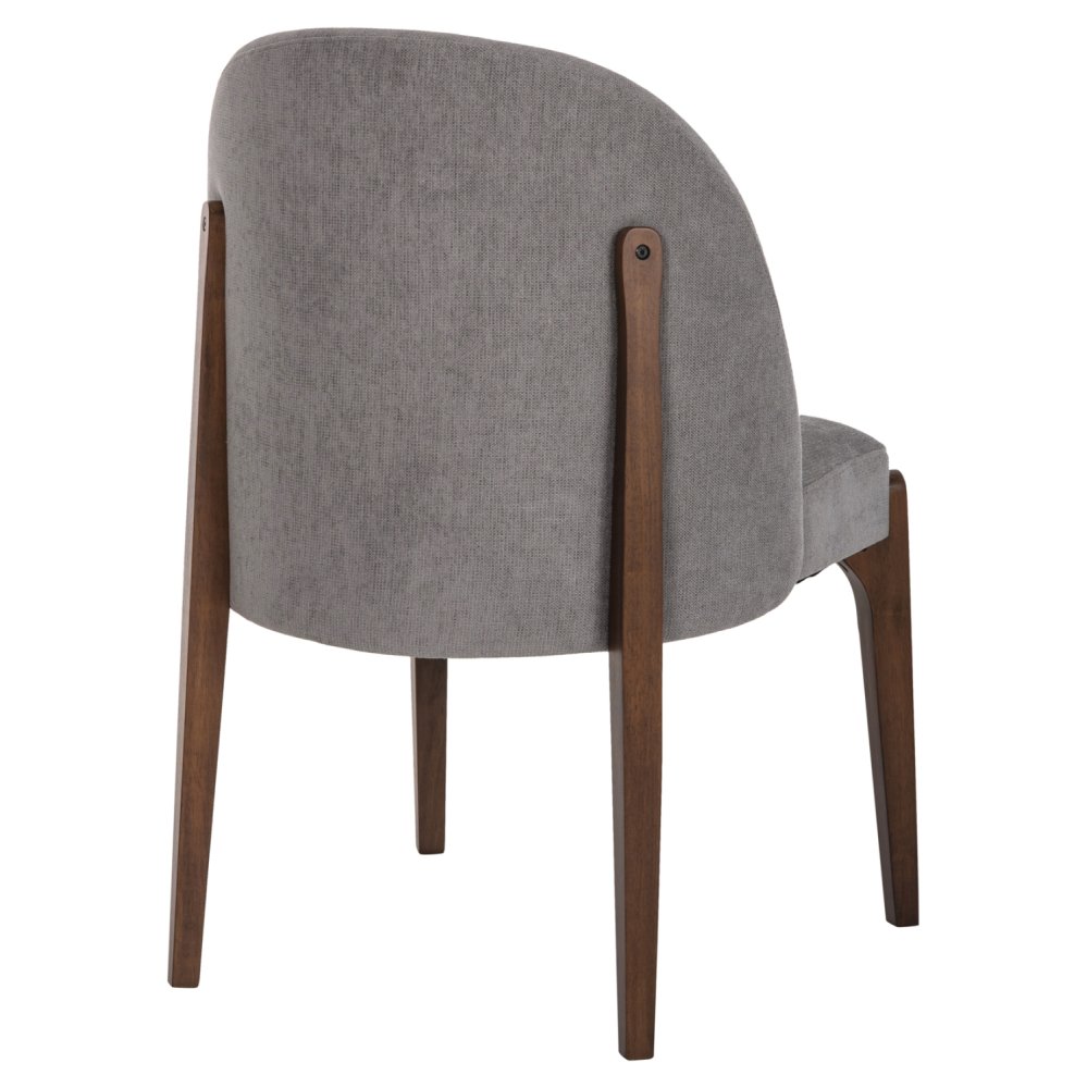 DINING CHAIR RUBBERWOOD IN WALNUT-GREY FABRIC 57x55x86Hcm