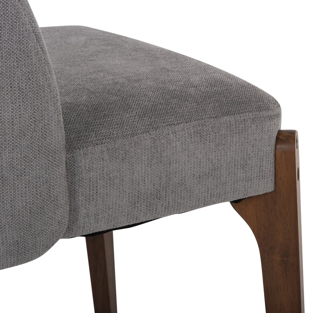 DINING CHAIR RUBBERWOOD IN WALNUT-GREY FABRIC 57x55x86Hcm