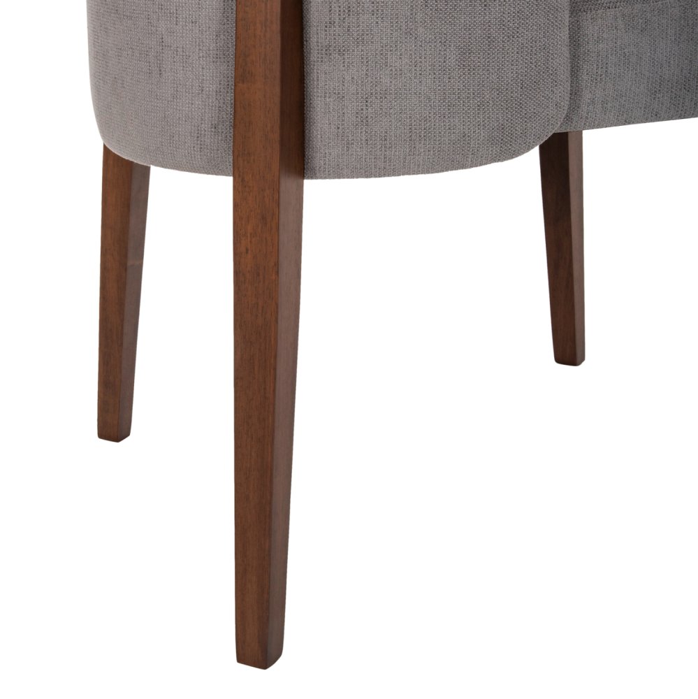 DINING CHAIR RUBBERWOOD IN WALNUT-GREY FABRIC 57x55x86Hcm
