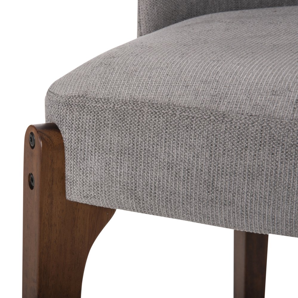 DINING CHAIR RUBBERWOOD IN WALNUT-GREY FABRIC 57x55x86Hcm