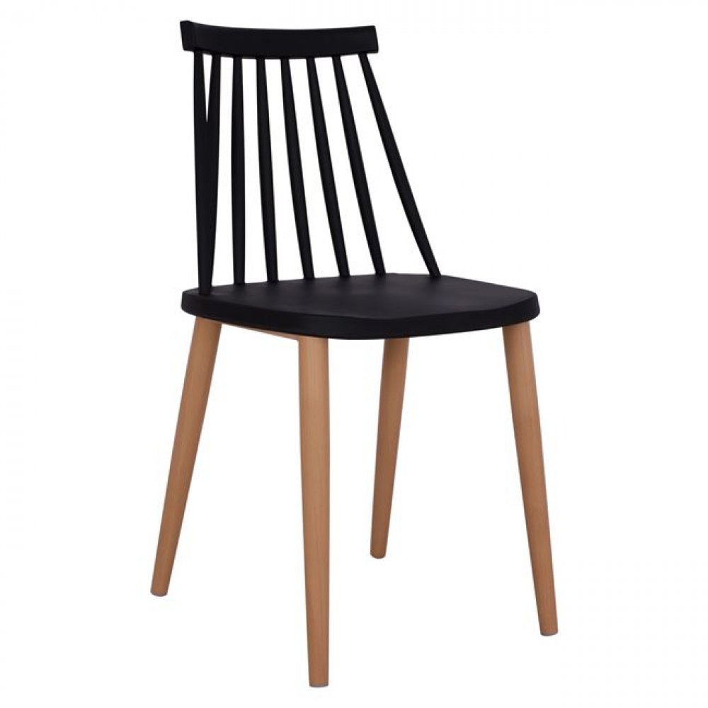 Moderner Esszimmerstuhl VANESSA mit Polypropylen-Sitz, in Schwarz