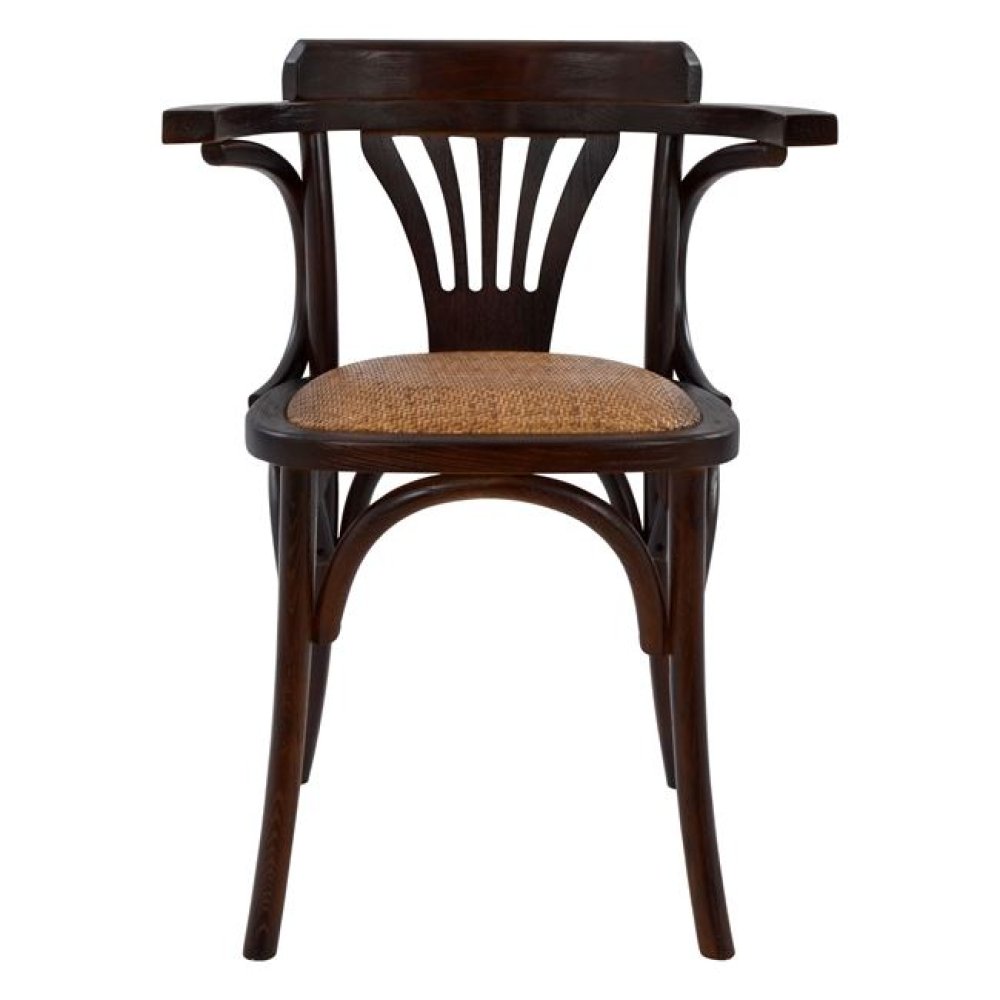 Wooden chair antique with straw seat in brown color