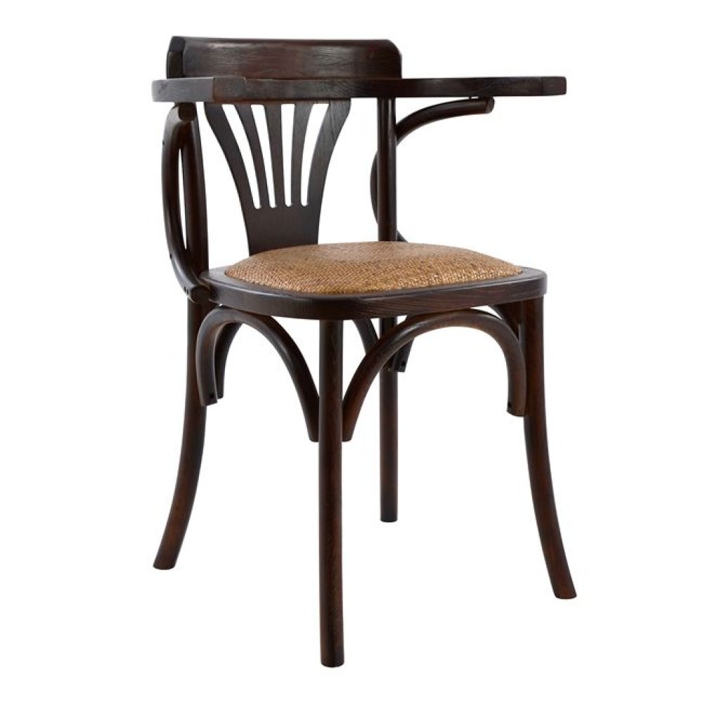 Wooden chair antique with straw seat in brown color