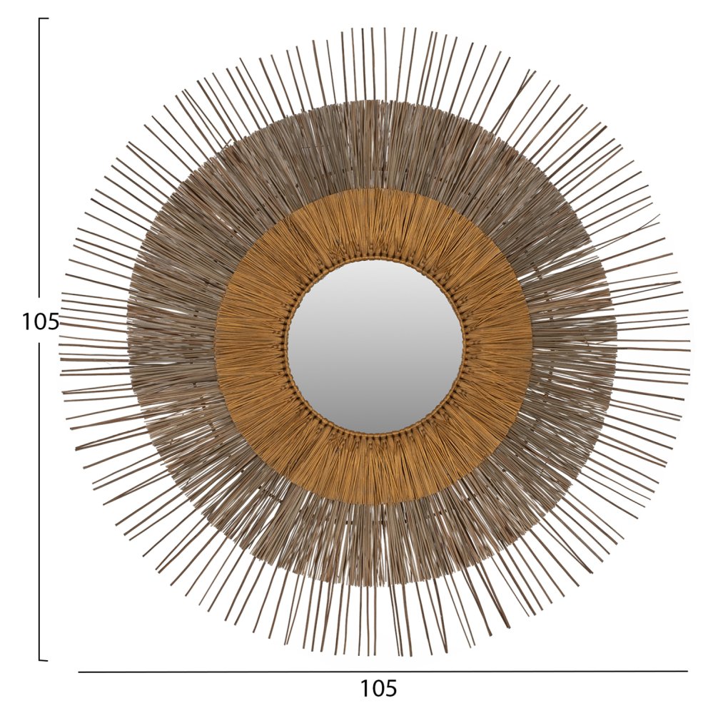 SPIEGEL MIT RAHMEN MENDONG GRASS Φ105cm IN DER FARBE NATÜRLICHES GOLD