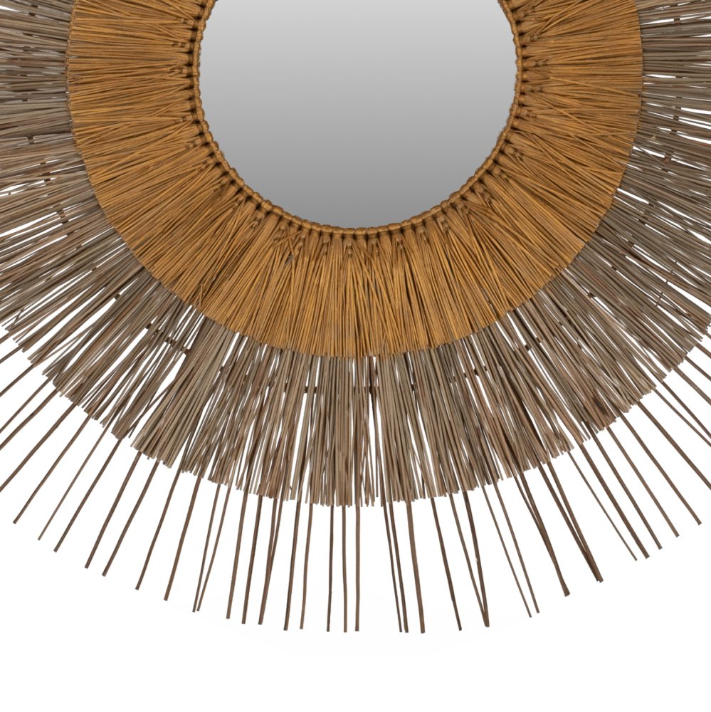 SPIEGEL MIT RAHMEN MENDONG GRASS Φ105cm IN DER FARBE NATÜRLICHES GOLD
