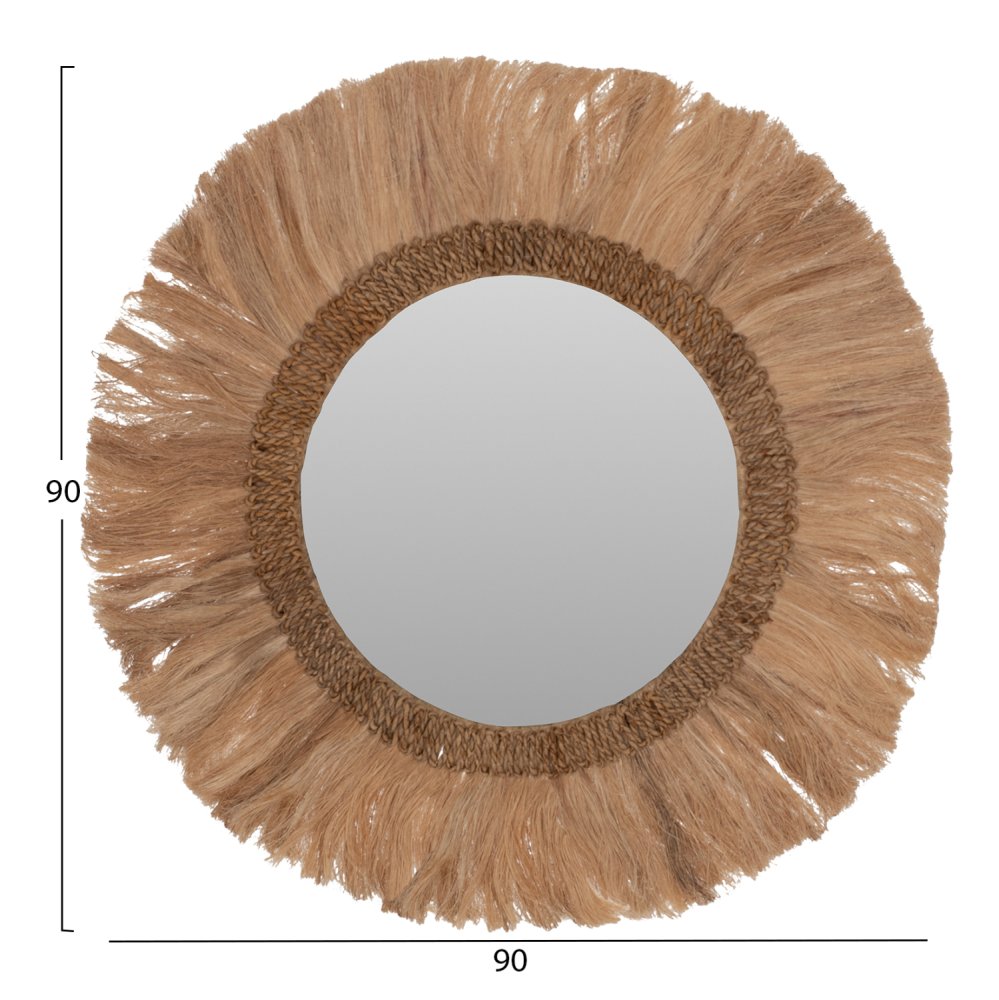 SPIEGEL RUND MIT ABACA-RAHMEN NATURFARBE 90x4,5x90Hcm