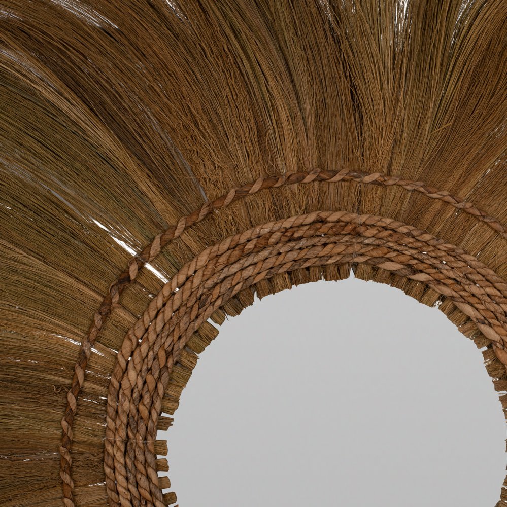 SPIEGEL RUND MIT RAHMEN AUS BANANENRINDE NATURFARBE 100x4x100 cm