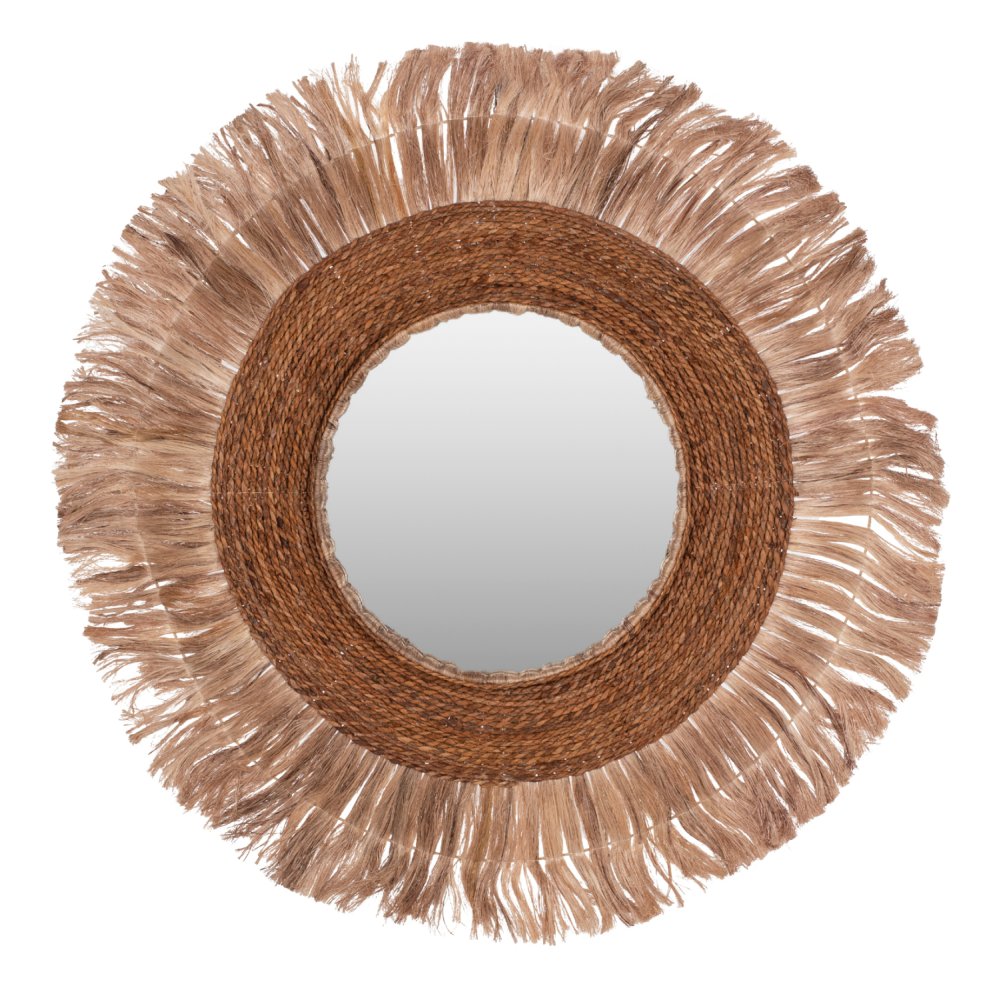 SPIEGEL RUND MIT ABACA-FASERNRAHMEN NATURFARBE 110x5x110Hcm