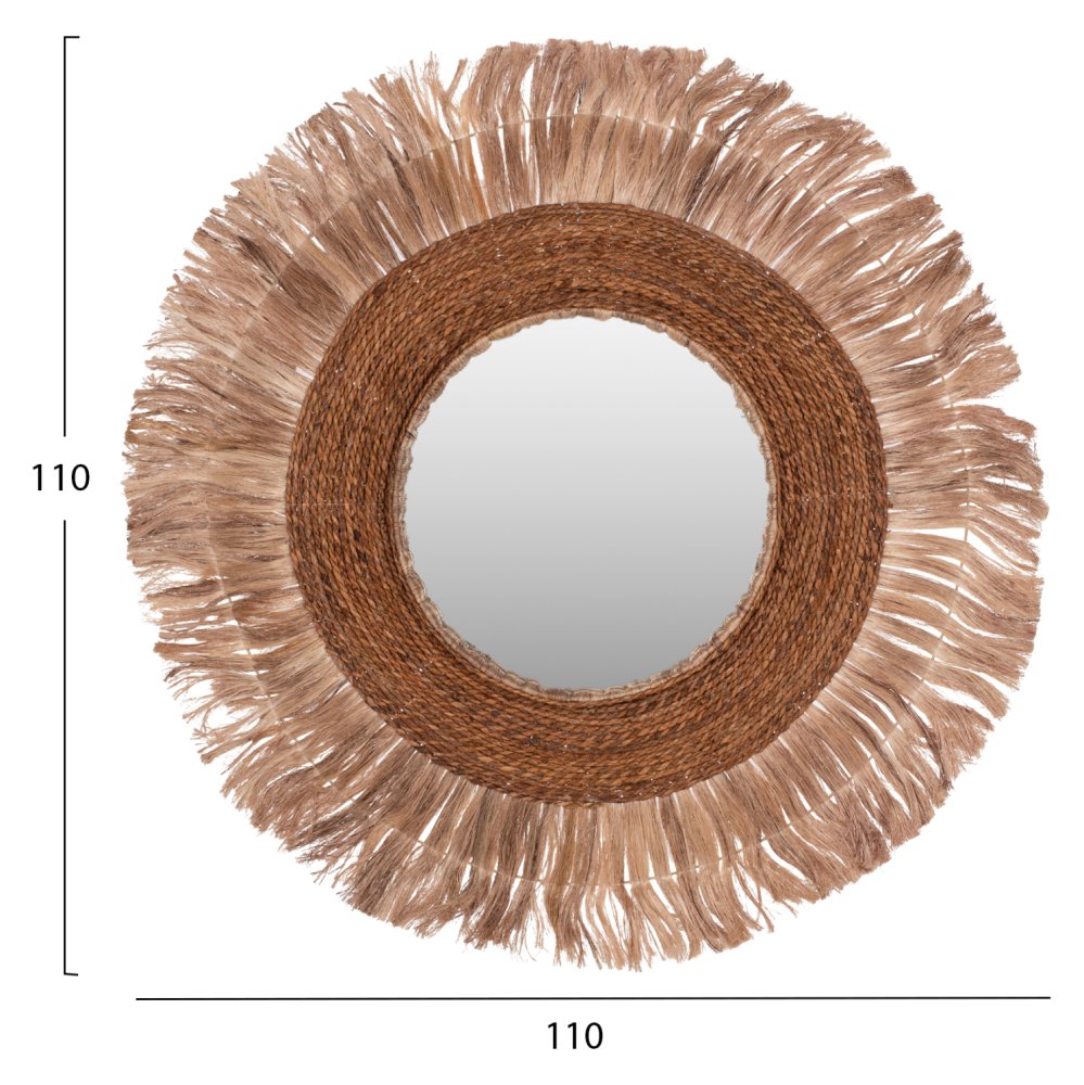 SPIEGEL RUND MIT ABACA-FASERNRAHMEN NATURFARBE 110x5x110Hcm