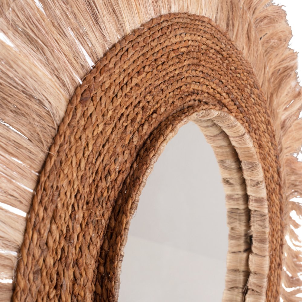 SPIEGEL RUND MIT ABACA-FASERNRAHMEN NATURFARBE 110x5x110Hcm