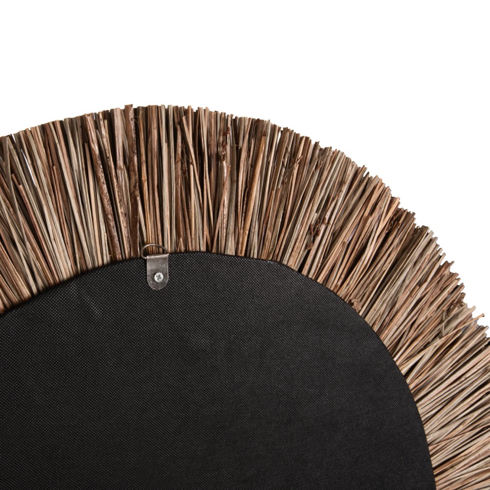 WANDSPIEGEL RUND MENDONG-GRASRAHMEN IN NATÜRLICHER FARBE Φ70cm