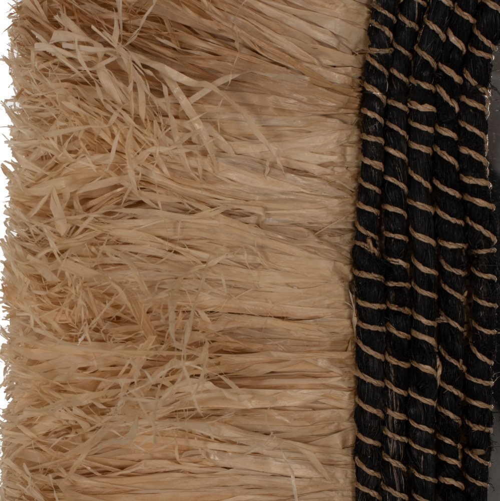 WANDSPIEGEL OVAL AUS SISALFASERN IN NATÜRLICHEN UND SCHWARZEN ABACA-FASERN 55x4x90Hcm