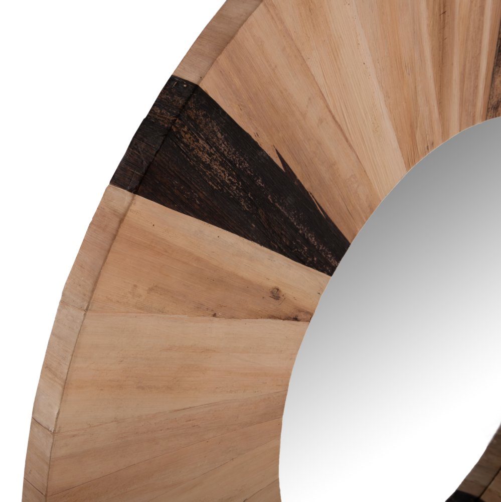 RUNDER WANDSPIEGEL RAHMEN PALMENFASER NATURFARBE Φ120x4cm