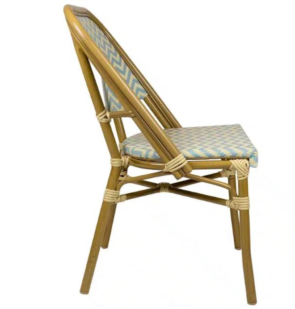 "Marceille" Aluminiumstuhl im Bambus Look Blau-Beige
