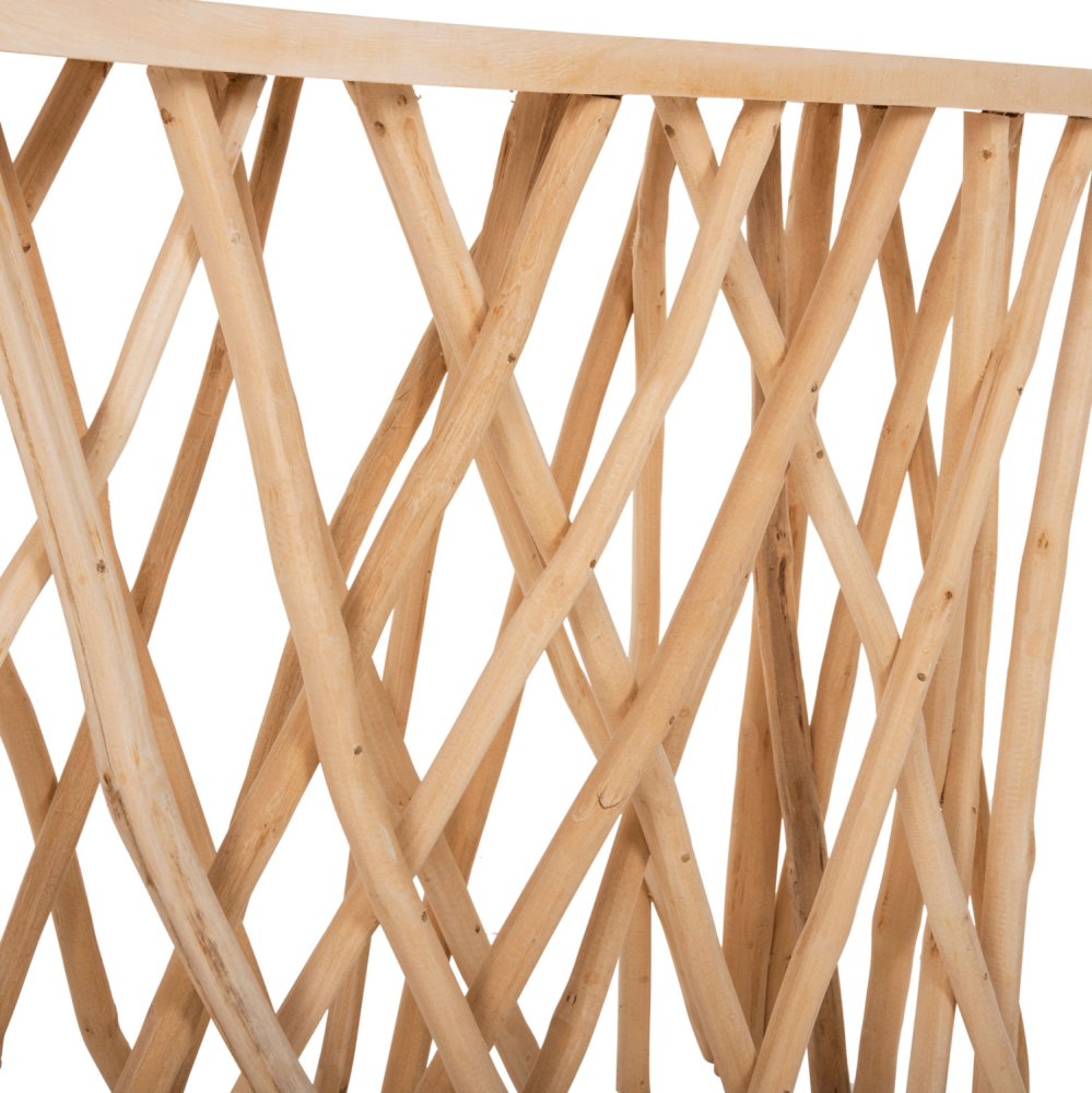 KRANT-KONSOLE IN TEAK-ZWEIGEN IM RUSTIKALEN STIL & 3 cm. OBERFLÄCHE 121X36X75 cm