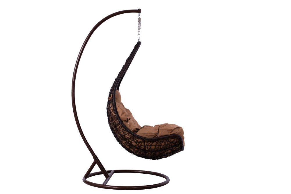 Hängesessel-Nest aus Metall in braun mit Kissen φ95 x 193 cm.