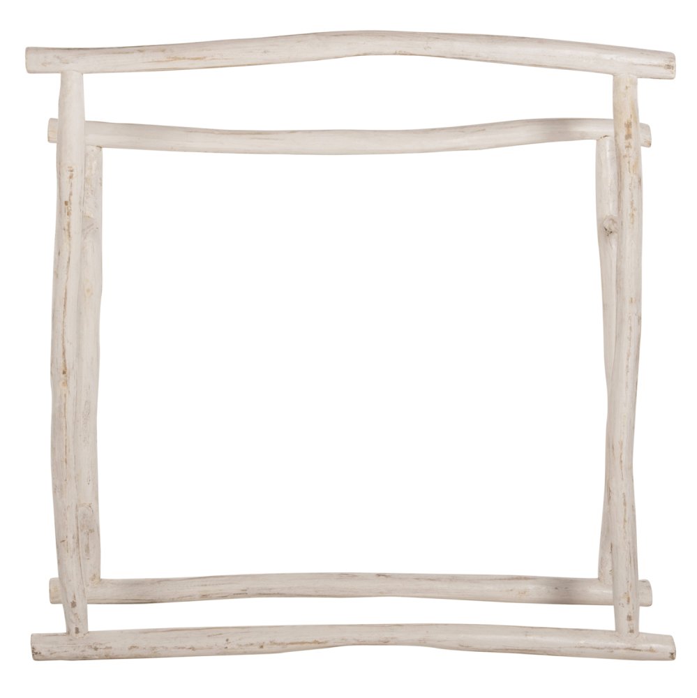 HANDTUCH HÄNGER AUS TEAK ÄSTEN IN WEIß PATINA 90x28x77-91Hcm