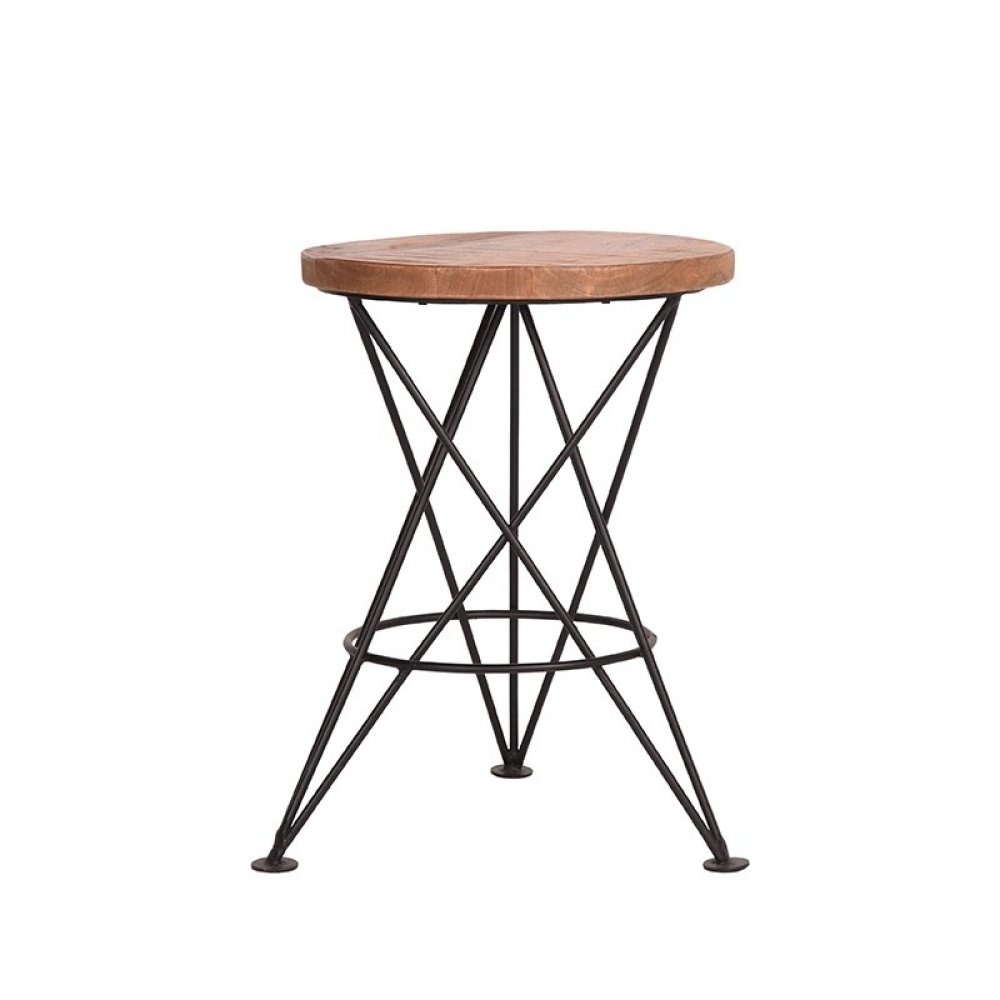 Hocker Holzsitz Industrial Antique Paris Grau-Woodwell
