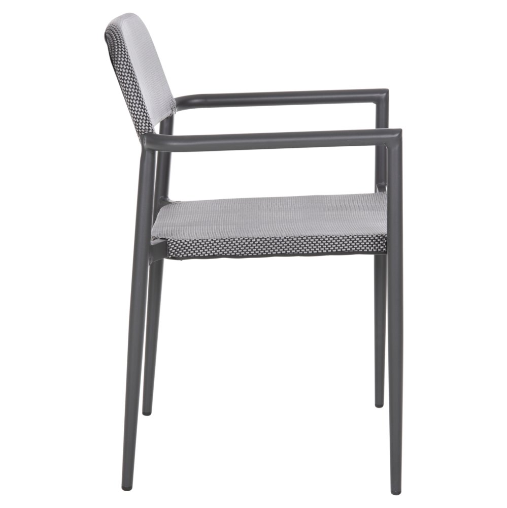 ALUMINIUMSESSEL GRAU GESTELL & GRAU TEXTILENE 53x51x80cm