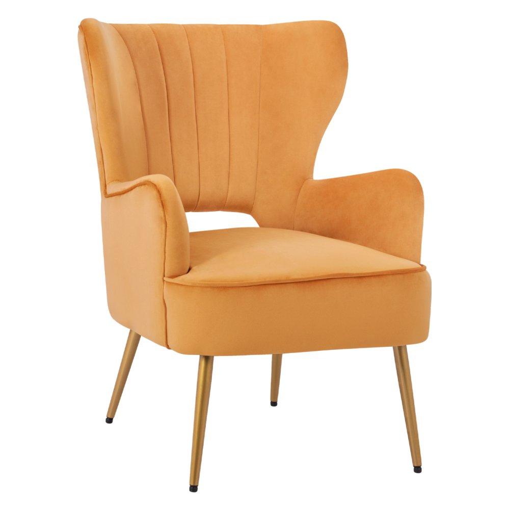 Ohrensessel MYLIE  aus Samt in Farbe Gold