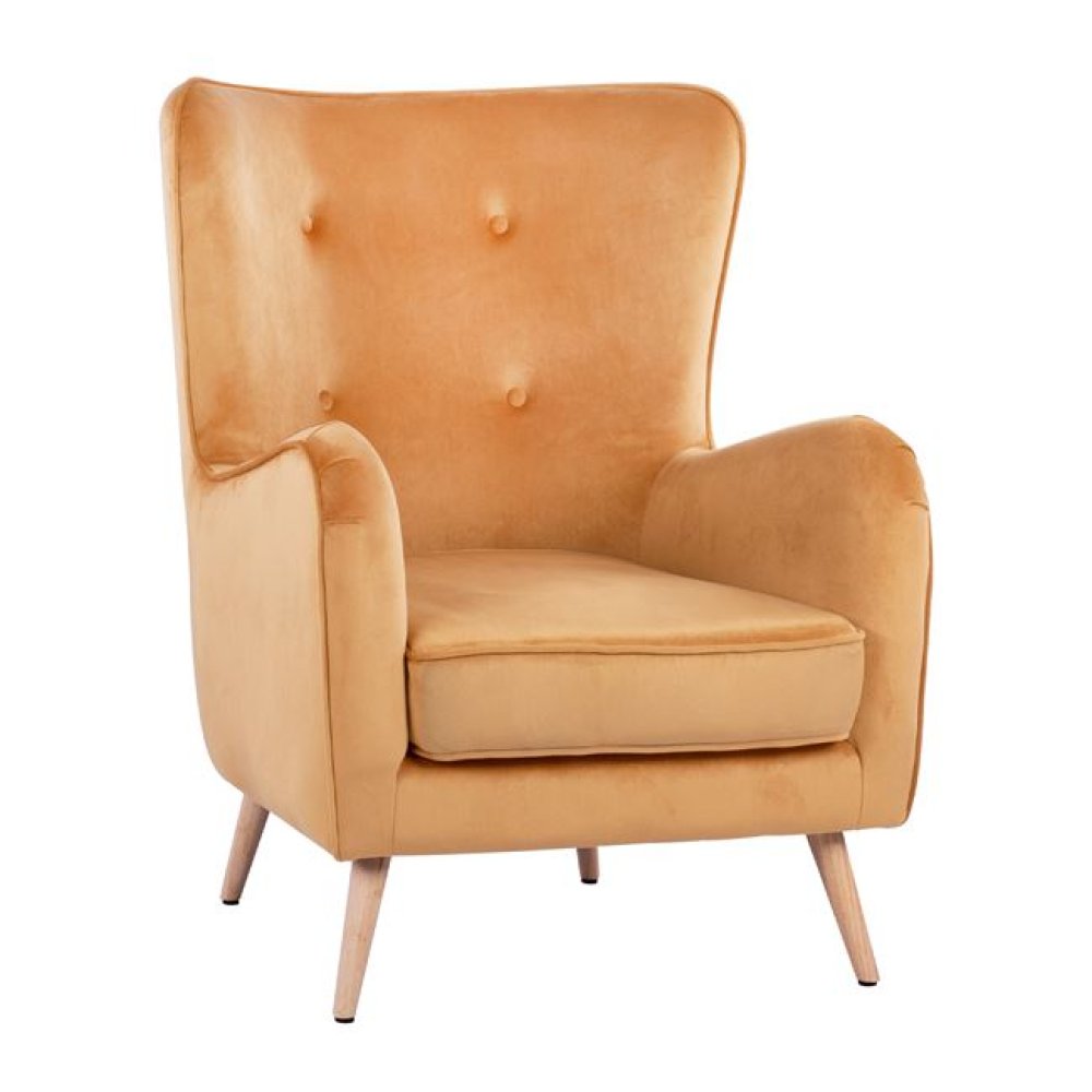 Ohrensessel MARTA aus Samt in Farbe Gold