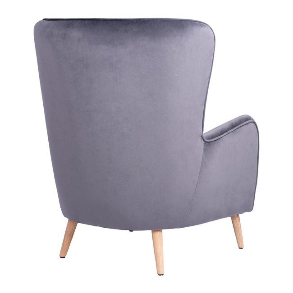 Ohrensessel MARTA aus Samt in Farbe Grau