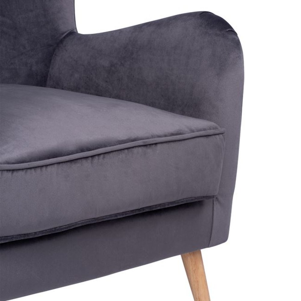 Ohrensessel MARTA aus Samt in Farbe Grau