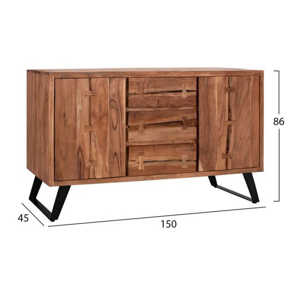 Fansi chest of drawers made of solid acacia wood 150 x 45 x 86 cm
