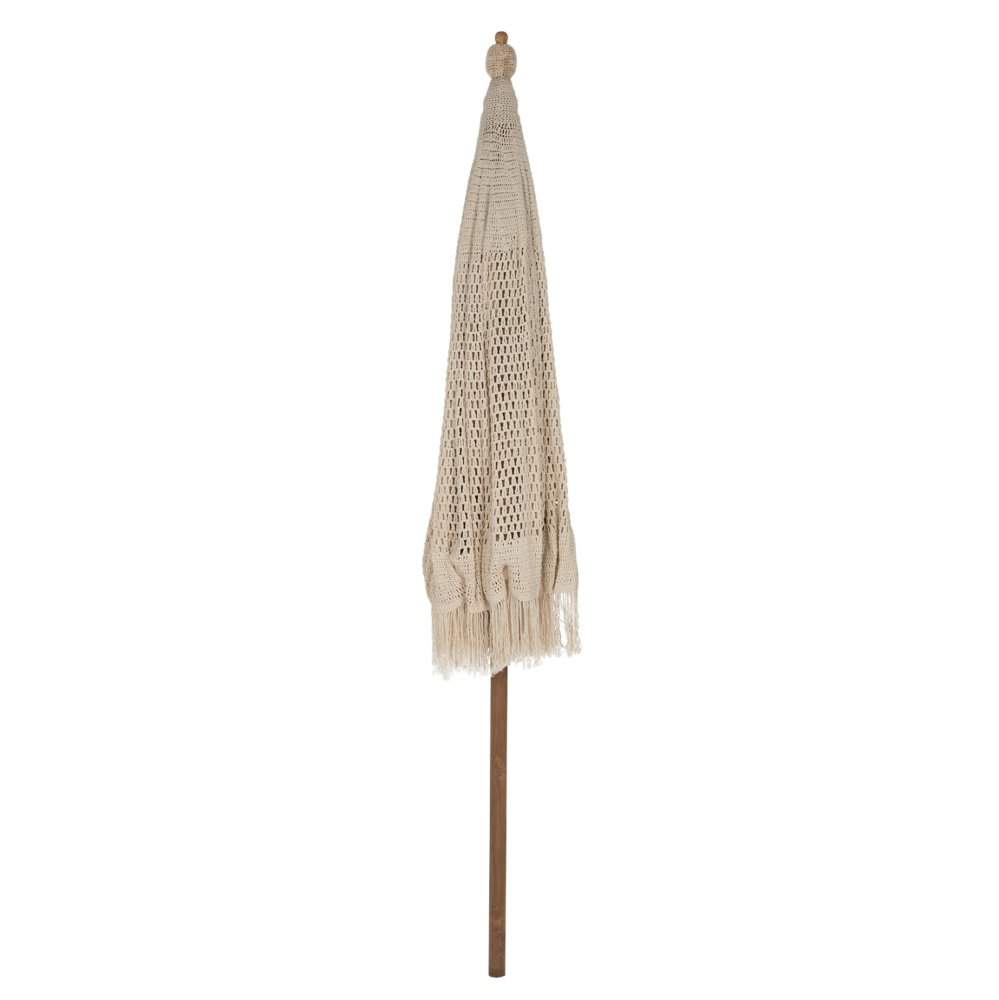 Parasol with ecru macrame φ250 cm in beige