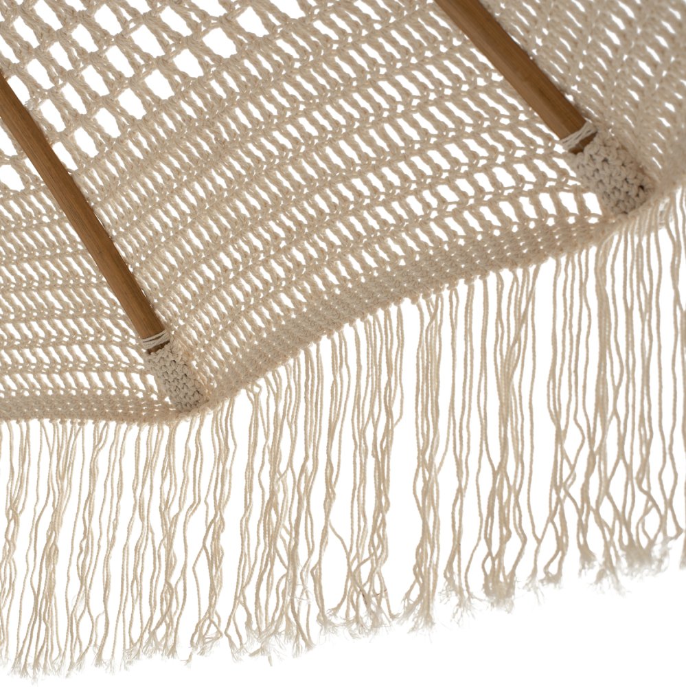 Parasol with ecru macrame φ250 cm in beige