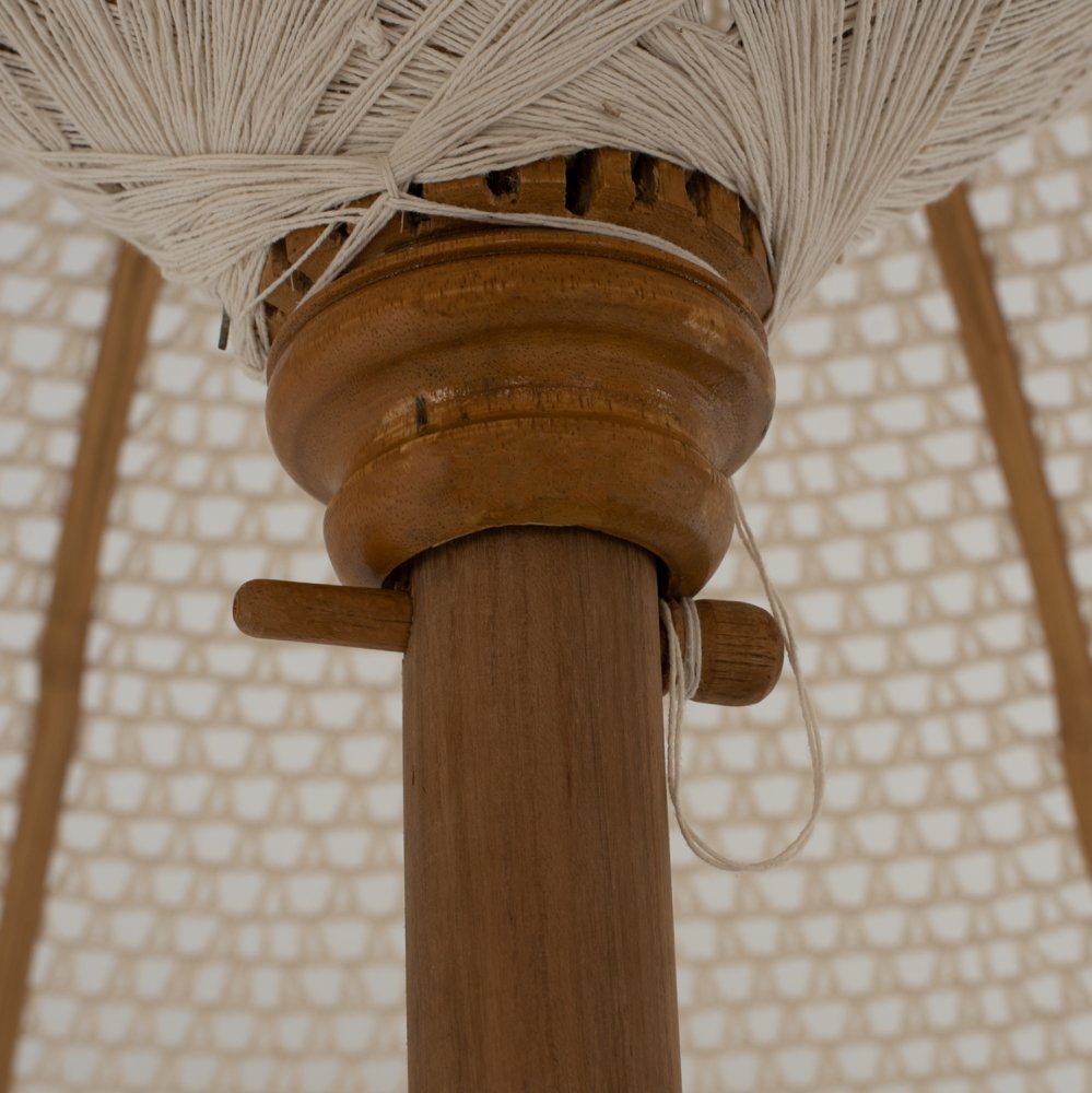 Parasol with ecru macrame φ250 cm in beige