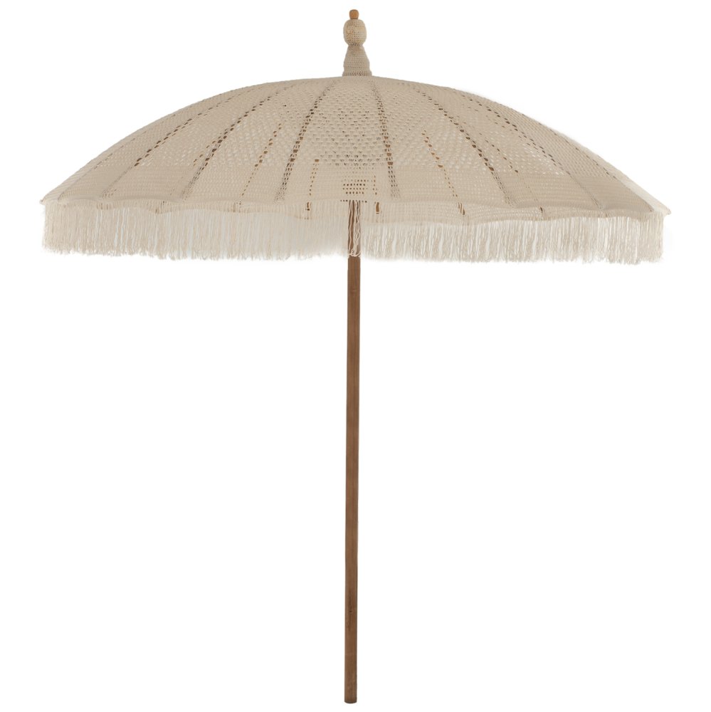 Parasol with ecru macrame φ250 cm in beige